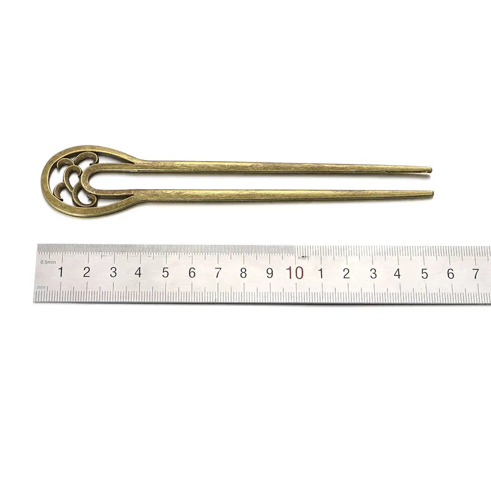 Fashion Alloy Hair Care Styling Tools Metal Hair Stick Hairpin Double wavy flower U-shaped hairpin