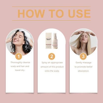 Hair care spray, gently nourishes the scalp, strengthens hair, adds shine, smoothness, and freshness, protects hair.