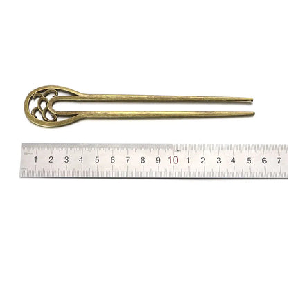 Fashion Alloy Hair Care Styling Tools Metal Hair Stick Hairpin  Double wavy flower U-shaped hairpin