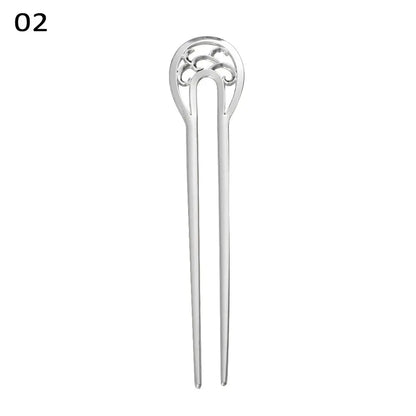 Fashion Alloy Hair Care Styling Tools Metal Hair Stick Hairpin  Double wavy flower U-shaped hairpin