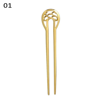 Fashion Alloy Hair Care Styling Tools Metal Hair Stick Hairpin  Double wavy flower U-shaped hairpin