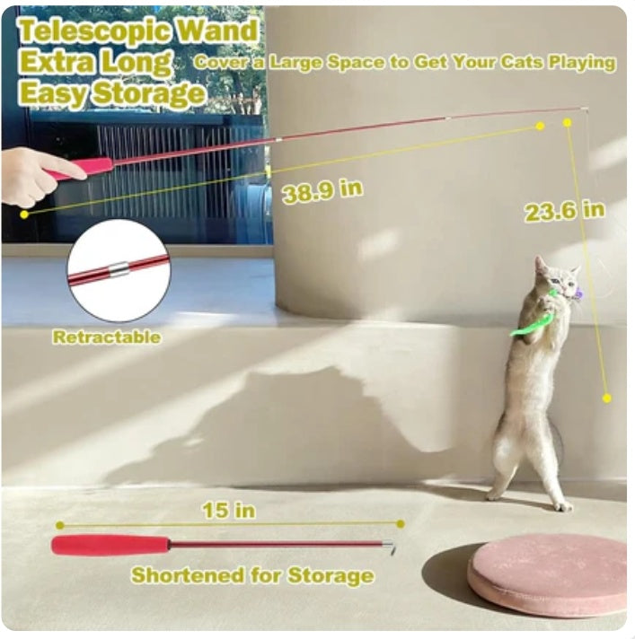 Telescopic Cat Teaser Wand – Extra Long Retractable Play Wand