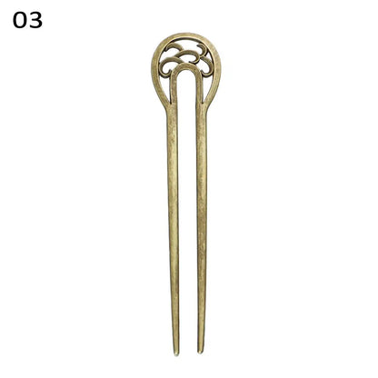 Fashion Alloy Hair Care Styling Tools Metal Hair Stick Hairpin  Double wavy flower U-shaped hairpin